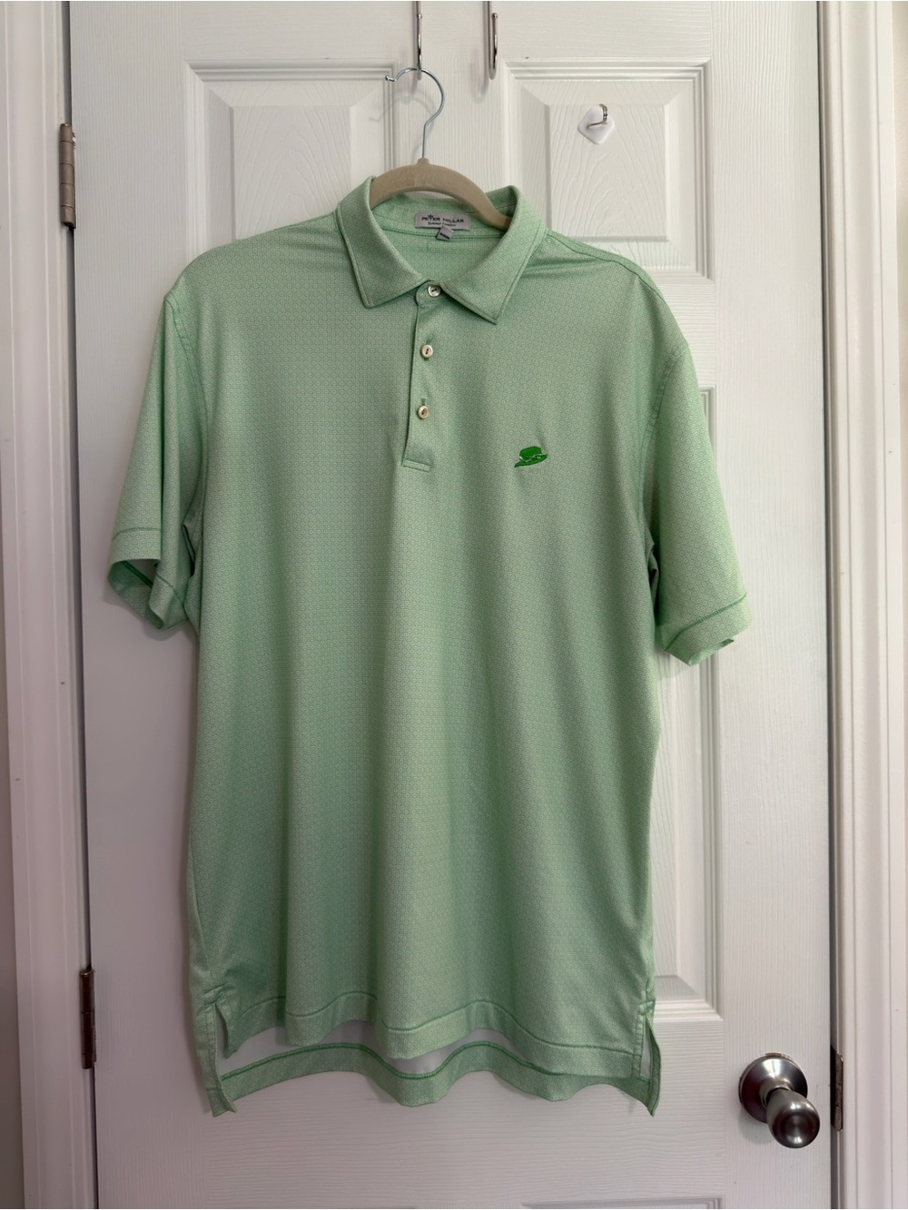 Peter Millar Summer Comfort Men's Polo Shirt Green Geometric Stretch Golf size M